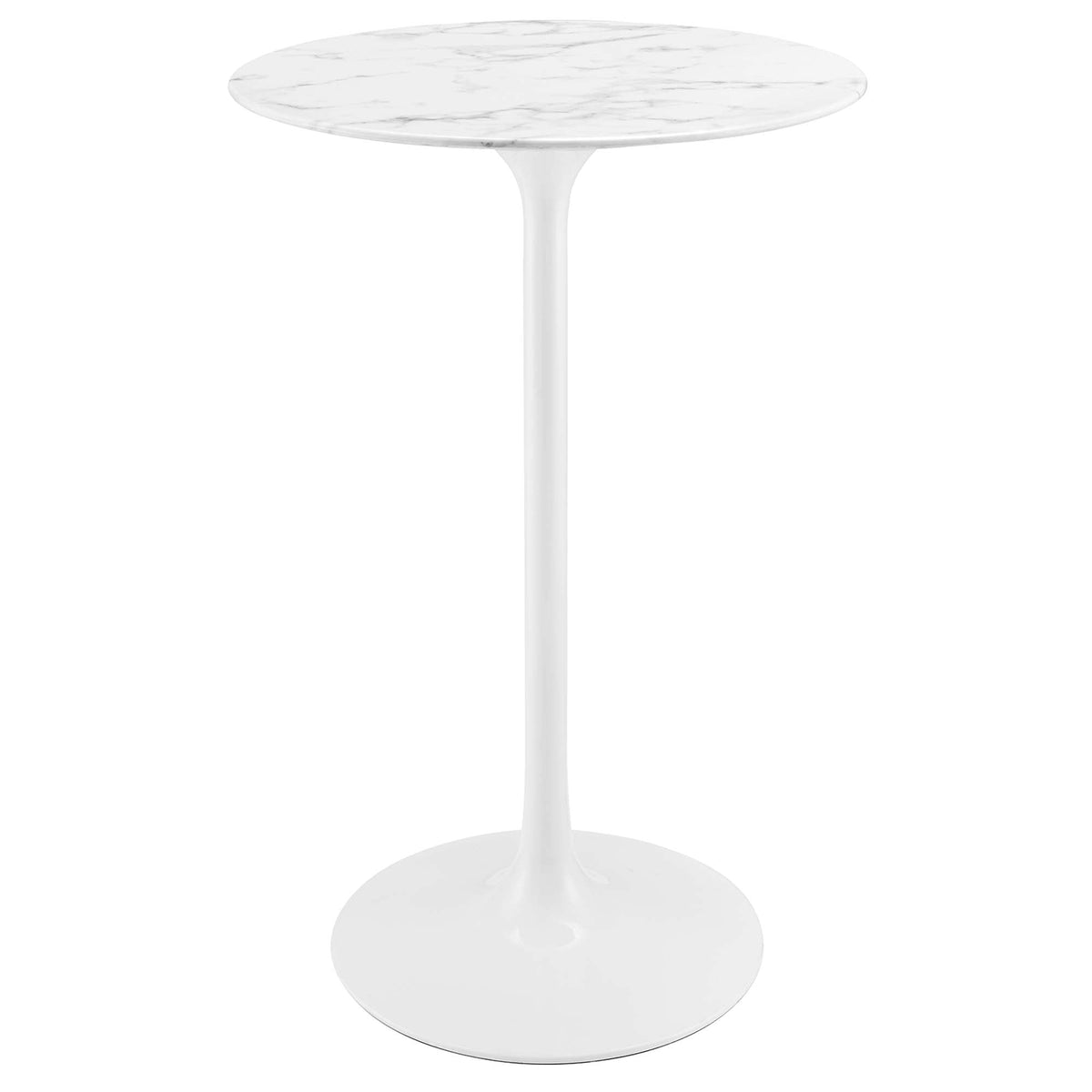 Lippa White 28" Round Faux Marble Bar Table - Ornate Home