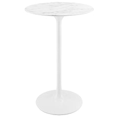 Lippa White 28" Round Faux Marble Bar Table - Ornate Home
