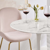 Lippa White 28" Round Faux Marble Bar Table - Ornate Home