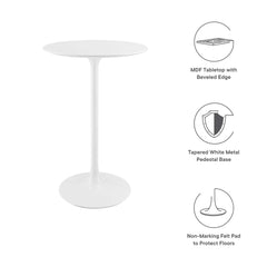 Lippa White 28" Round Wood Bar Table - Ornate Home