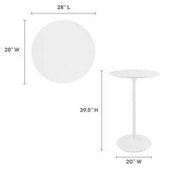 Lippa White 28" Round Wood Bar Table - Ornate Home