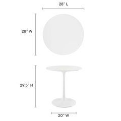 Lippa White 28" Round Wood Dining Table - Ornate Home