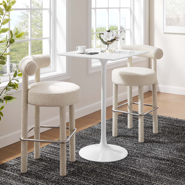 Lippa White 28" Square Wood Bar Table - Ornate Home