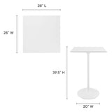 Lippa White 28" Square Wood Bar Table - Ornate Home