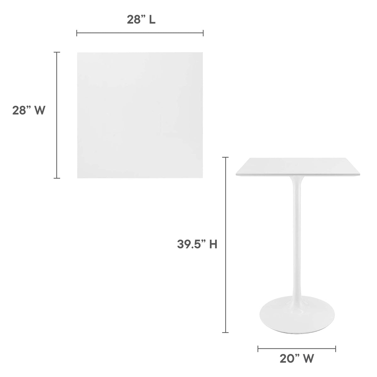 Lippa White 28" Square Wood Bar Table - Ornate Home