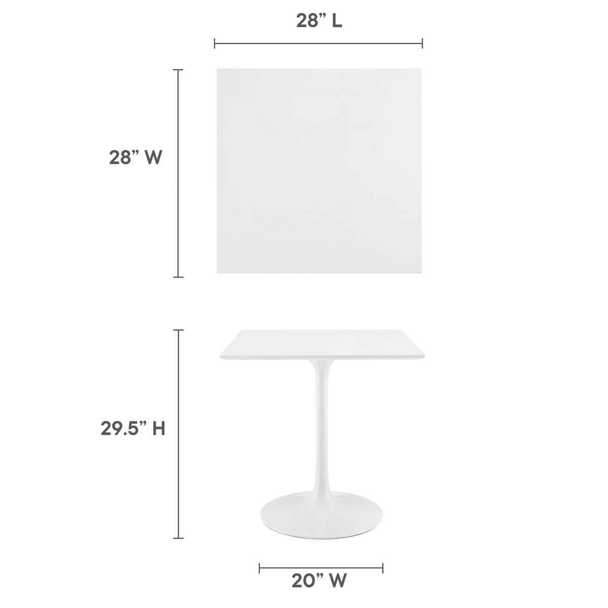 Lippa White 28" Square Wood Dining Table