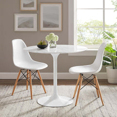 Lippa White 36" Round Faux Marble Dining Table - Ornate Home