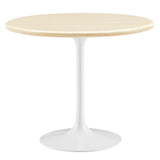 Lippa White 36" Round Faux Travertine Dining Table - Ornate Home