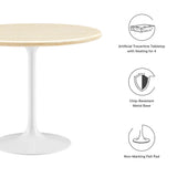 Lippa White 36" Round Faux Travertine Dining Table - Ornate Home