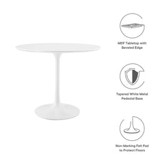 Lippa White 36" Round Wood Dining Table - Ornate Home
