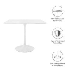 Lippa White 36" Square Wood Dining Table - Ornate Home