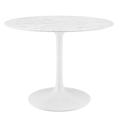 Lippa White 40" Round Faux Marble Dining Table - Ornate Home