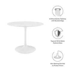 Lippa White 40" Round Faux Marble Dining Table - Ornate Home