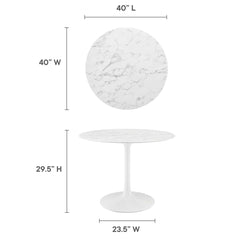 Lippa White 40" Round Faux Marble Dining Table - Ornate Home