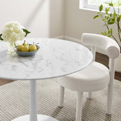 Lippa White 40" Round Faux Marble Dining Table - Ornate Home