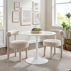 Lippa White 40" Round Wood Dining Table - Ornate Home