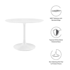 Lippa White 40" Round Wood Dining Table - Ornate Home