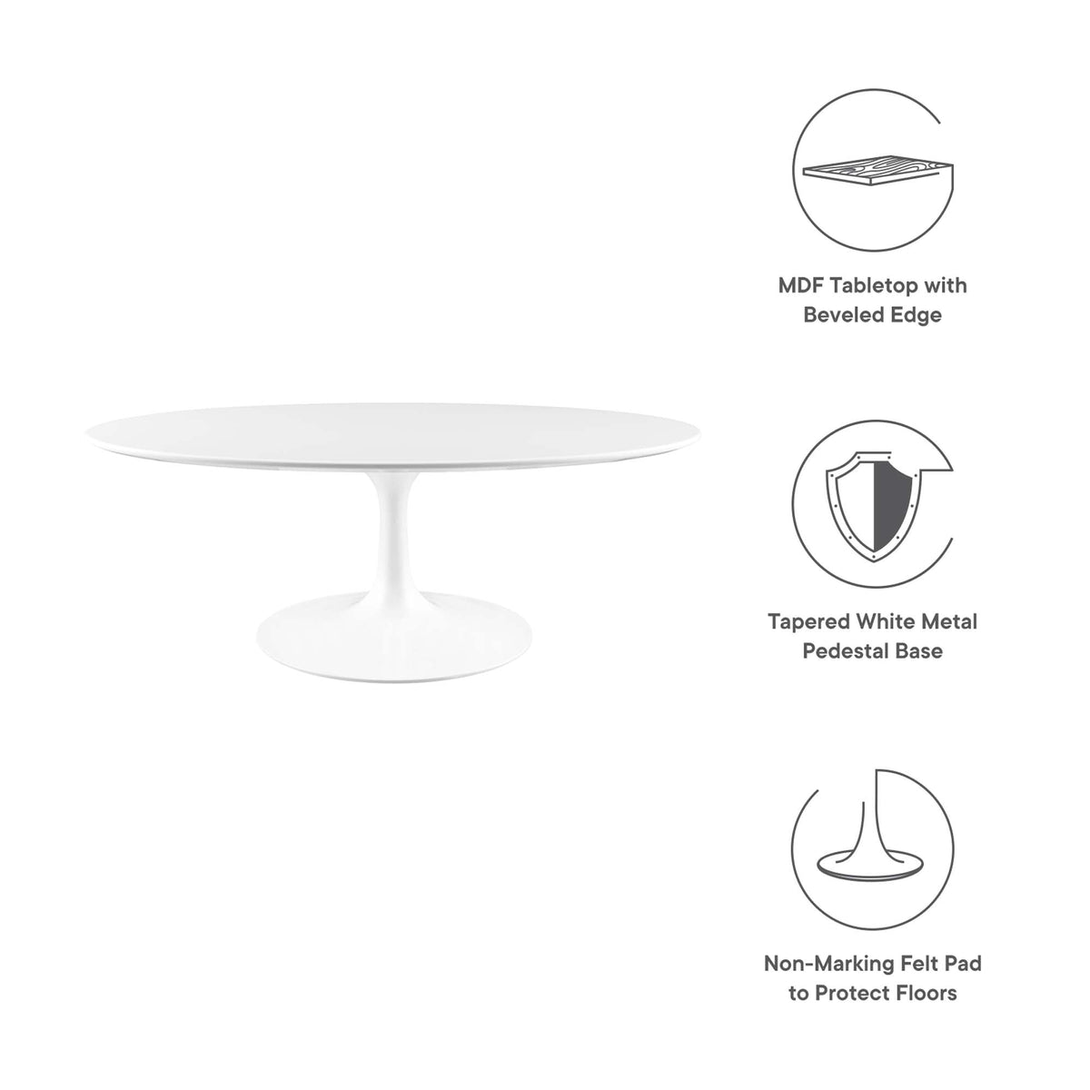 Lippa White 42" Oval Wood Coffee Table - Ornate Home