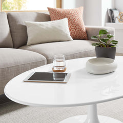 Lippa White 42" Oval Wood Coffee Table - Ornate Home