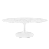 Lippa White 48" Oval Faux Marble Coffee Table - Ornate Home