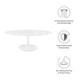 Lippa White 48" Oval Faux Marble Coffee Table - Ornate Home