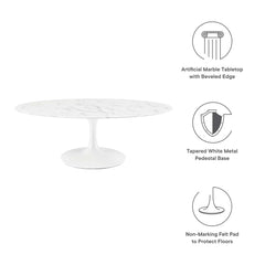 Lippa White 48" Oval Faux Marble Coffee Table - Ornate Home