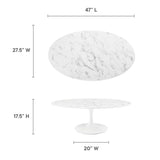 Lippa White 48" Oval Faux Marble Coffee Table - Ornate Home