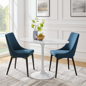 Lippa White 48" Oval Faux Marble Dining Table - Ornate Home
