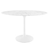 Lippa White 48" Oval Faux Marble Dining Table - Ornate Home