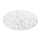 Lippa White 48" Oval Faux Marble Dining Table - Ornate Home