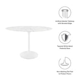 Lippa White 48" Oval Faux Marble Dining Table - Ornate Home