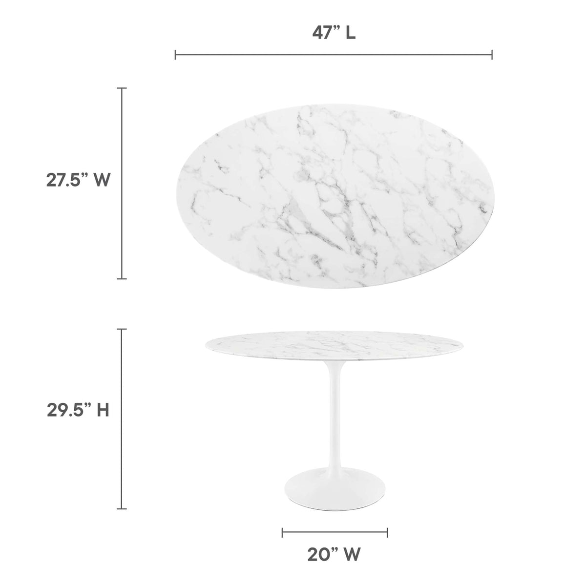 Lippa White 48" Oval Faux Marble Dining Table - Ornate Home