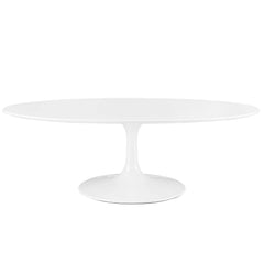 Lippa White 48" Oval-Shaped Wood Coffee Table - Ornate Home