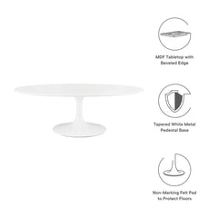 Lippa White 48" Oval-Shaped Wood Coffee Table - Ornate Home