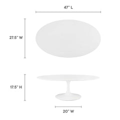 Lippa White 48" Oval-Shaped Wood Coffee Table - Ornate Home