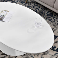 Lippa White 48" Oval-Shaped Wood Coffee Table - Ornate Home