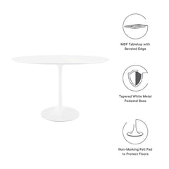 Lippa White 48" Oval Wood Dining Table - Ornate Home