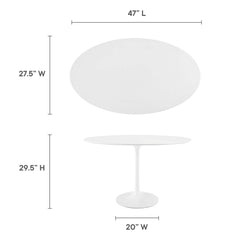 Lippa White 48" Oval Wood Dining Table - Ornate Home