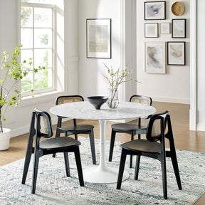 Lippa White 48" Round Faux Marble Dining Table - Ornate Home