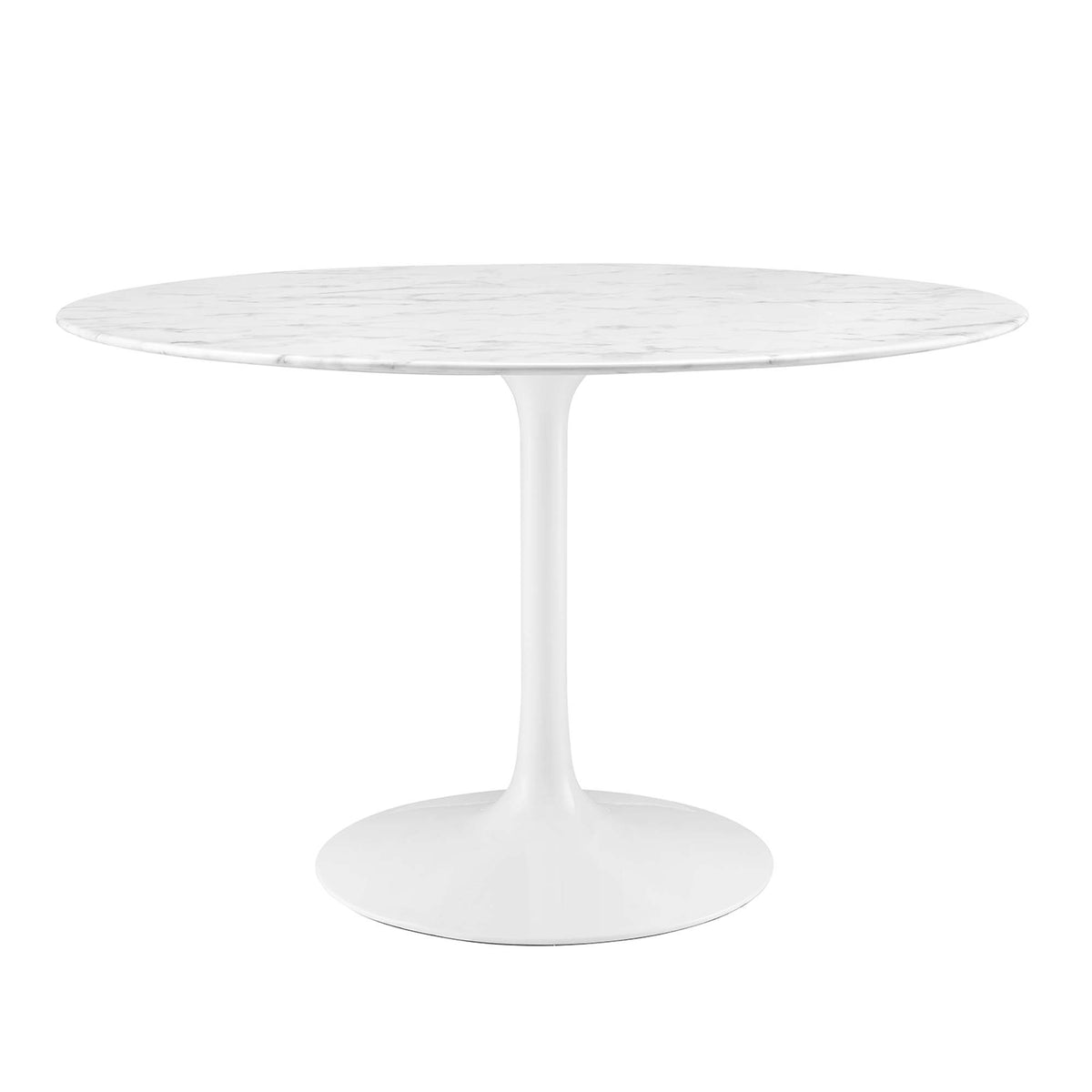 Lippa White 48" Round Faux Marble Dining Table - Ornate Home