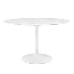 Lippa White 48" Round Faux Marble Dining Table - Ornate Home