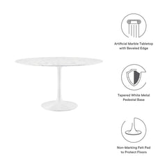 Lippa White 48" Round Faux Marble Dining Table - Ornate Home