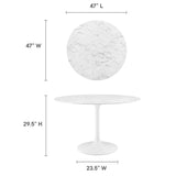 Lippa White 48" Round Faux Marble Dining Table - Ornate Home
