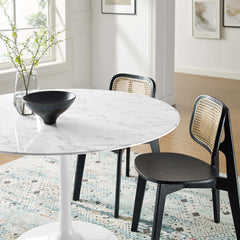 Lippa White 48" Round Faux Marble Dining Table - Ornate Home