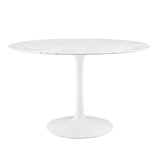 Lippa White 48" Round Faux Marble Dining Table - Ornate Home