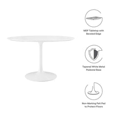 Lippa White 48" Round Wood Dining Table - Ornate Home