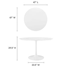 Lippa White 48" Round Wood Dining Table - Ornate Home