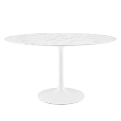 Lippa White 54" Oval Faux Marble Dining Table - Ornate Home