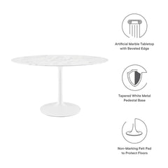 Lippa White 54" Oval Faux Marble Dining Table - Ornate Home