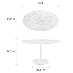 Lippa White 54" Oval Faux Marble Dining Table - Ornate Home